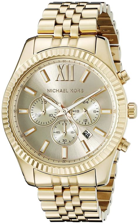 mens gold michael kors watch amazon|Michael Kors lexington chronograph watch.